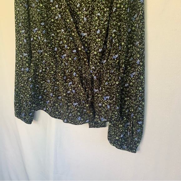 Michael Kors Floral V-Neck Print Peasant Career Top Blouse - Picture 3 of 4